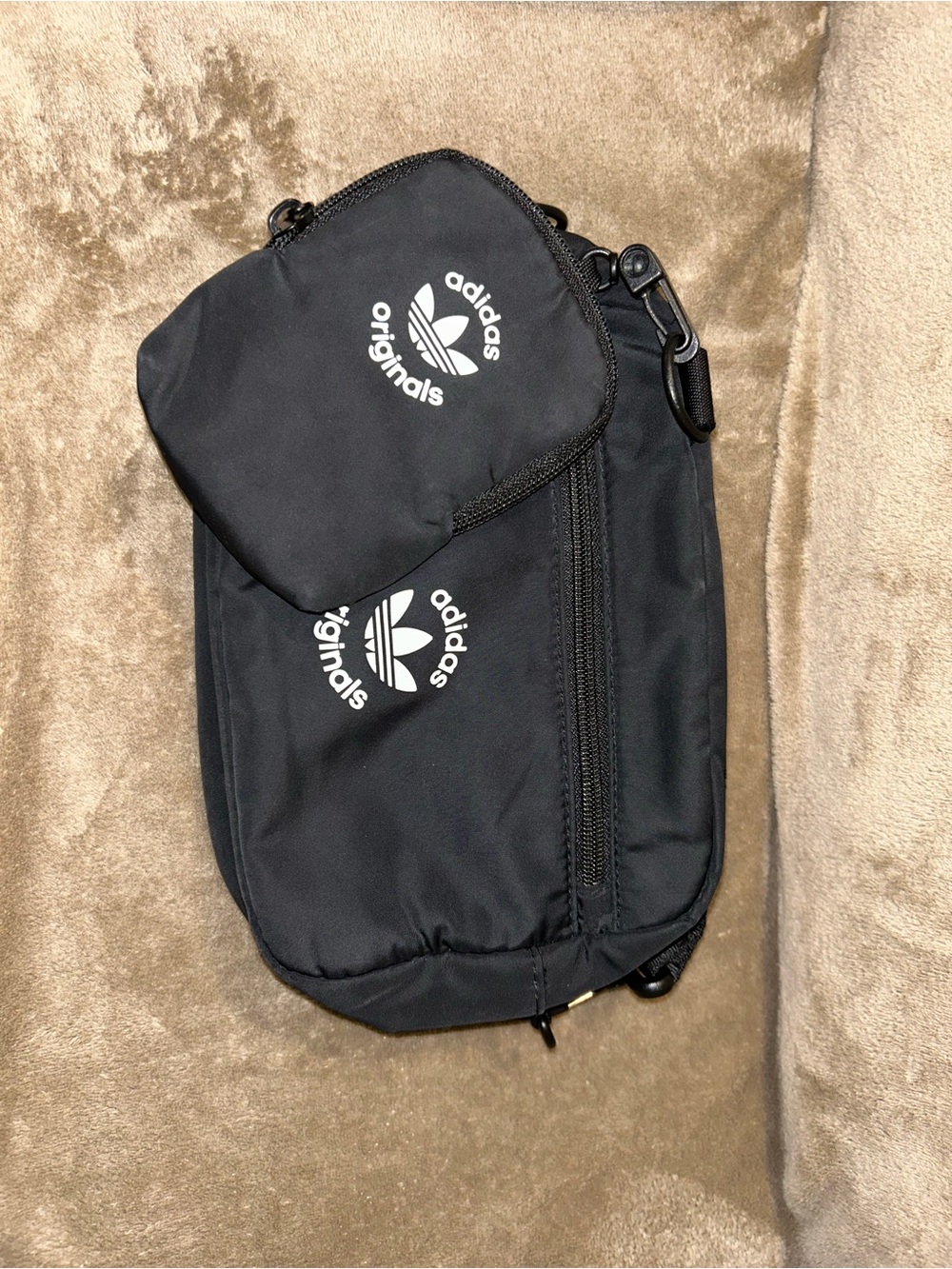 adidas Originals Black Small Crossbody Pouch with White Logo